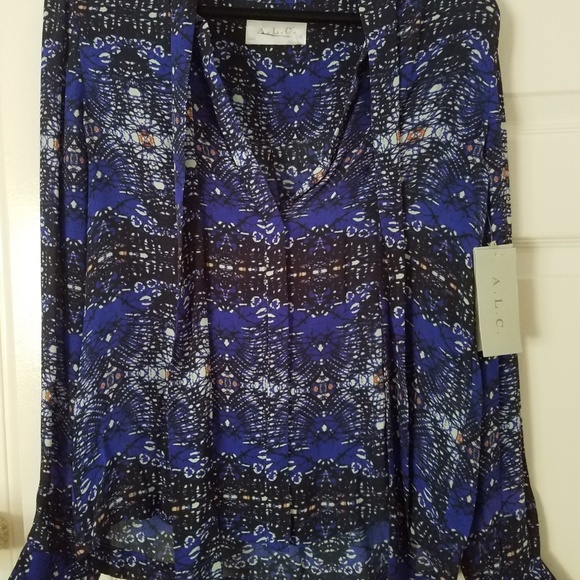 A.L.C. blue print attached scarf top with tags - Picture 2 of 4